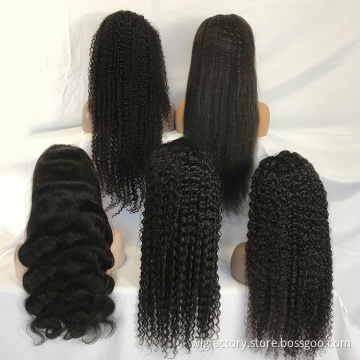 Transparent HD lace frontal deep curly human hair wig, virgin human hair vendors in Xuchang, natural color human hair curly wig